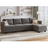 image:imageHONBAY Modular Sectional Sofa Velvet L Shaped Couch with Storage Ottoman Convertible Sectional Couch 4Seat Sofa with Reversible Chaise Grey
