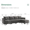 image:imageHONBAY Modular Sectional Sofa Velvet L Shaped Couch with Storage Ottoman Convertible Sectional Couch 4Seat Sofa with Reversible Chaise Grey