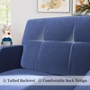 image:imageHONBAY Velvet Loveseat Sofa and Armchair Set 2 Piece Living Room Sofa Set Tufted 2Seats Sofa and Armchair Set with Wood Legs Blue