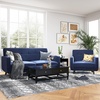 image:imageHONBAY Velvet Loveseat Sofa and Armchair Set 2 Piece Living Room Sofa Set Tufted 2Seats Sofa and Armchair Set with Wood Legs Blue
