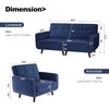 image:imageHONBAY Velvet Loveseat Sofa and Armchair Set 2 Piece Living Room Sofa Set Tufted 2Seats Sofa and Armchair Set with Wood Legs Blue