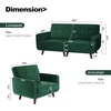 image:imageHONBAY Velvet Loveseat Sofa and Armchair Set 2 Piece Living Room Sofa Set Tufted 2Seats Sofa and Armchair Set with Wood Legs Emerald Green