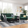 image:imageHONBAY Velvet Loveseat Sofa and Armchair Set 2 Piece Living Room Sofa Set Tufted 2Seats Sofa and Armchair Set with Wood Legs Emerald Green