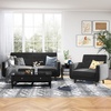 image:imageHONBAY Velvet Loveseat Sofa and Armchair Set 2 Piece Living Room Sofa Set Tufted 2Seats Sofa and Armchair Set with Wood Legs Grey