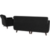 image:imageHONBAY Velvet Loveseat Sofa and Armchair Set 2 Piece Living Room Sofa Set Tufted 2Seats Sofa and Armchair Set with Wood Legs Grey