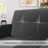 image:imageHONBAY Velvet Loveseat Sofa and Armchair Set 2 Piece Living Room Sofa Set Tufted 2Seats Sofa and Armchair Set with Wood Legs Grey
