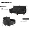 image:imageHONBAY Velvet Loveseat Sofa and Armchair Set 2 Piece Living Room Sofa Set Tufted 2Seats Sofa and Armchair Set with Wood Legs Grey