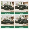 image:imageHONBAY Modern Corduroy Ottoman Module Sofa Ottoman Bench with Storage BeigeGreen