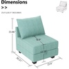 image:imageHONBAY Modern Fabric Middle Module for Modular Sofa Customizable Sectional Sofa Couch Accent Armless Chair Aqua Blue